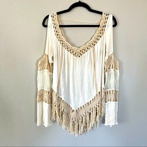Cold shoulder Fringe Tunic